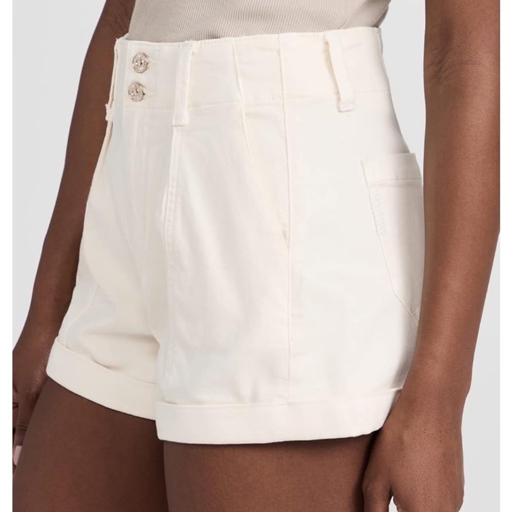 PAIGE Brooklyn High Rise Cuffed Shorts Ivory Quartz Sand Size 31 NWT - Picture 3 of 7